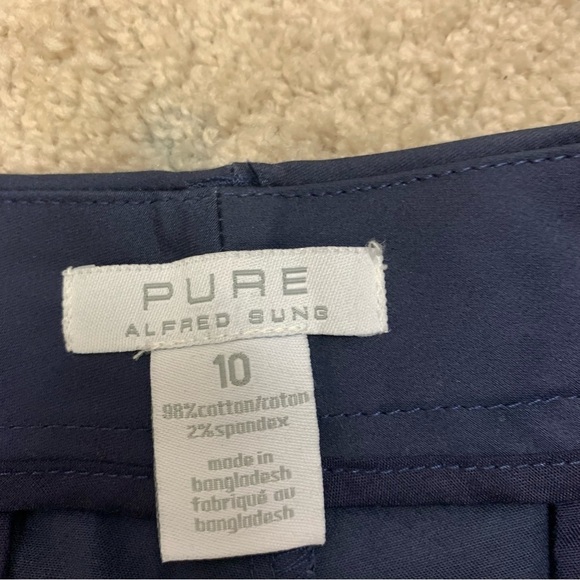 ALFRED Sung navy blue Bermuda shorts Sz 10 - Picture 3 of 8